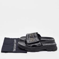 Pre Owned Gucci Black Leather Chunky Slide Sandals Size 45