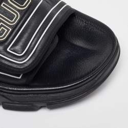 Pre Owned Gucci Black Leather Chunky Slide Sandals Size 45