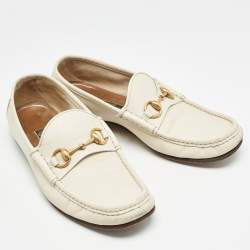 Gucci Cream Leather 1953 Horsebit Loafers Size 41.5