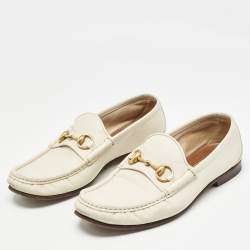 Gucci Cream Leather 1953 Horsebit Loafers Size 41.5