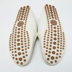 Gucci Off White Leather Web Slip On Loafers Size 41