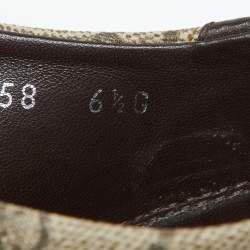 Pre Owned Gucci Beige/Brown GG Supreme Canvas and Leather Low Top Sneakers Size 40.5