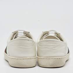 Gucci White Leather Embroidered Bee Ace Sneakers Size 40
