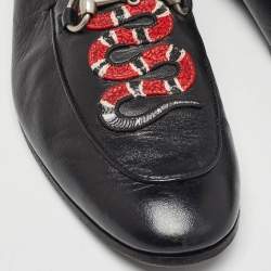 Gucci Black Leather Kingsnake Loafers Size 42.5