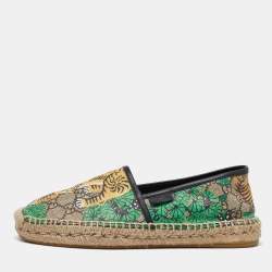 Gucci Multicolor Bengal Tiger Print Supreme Canvas and Leather Pilar Espadrille Loafers Size 40.5