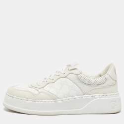 Gucci Off White GG Sumpreme Canvas and Leather Chunky B Sneakers Size 41