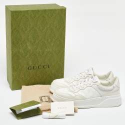 Gucci Off White GG Sumpreme Canvas and Leather Chunky B Sneakers Size 41