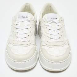 Gucci Off White GG Sumpreme Canvas and Leather Chunky B Sneakers Size 41