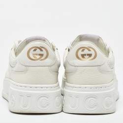 Gucci Off White GG Sumpreme Canvas and Leather Chunky B Sneakers Size 41