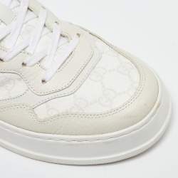 Gucci Off White GG Sumpreme Canvas and Leather Chunky B Sneakers Size 41