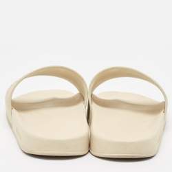 Pre Owned Gucci Off White Rubber Pursuit Logo Embossed Pool Slides Size 45