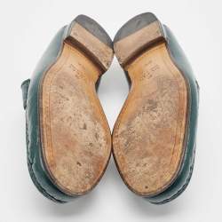 Pre Owned Gucci Green Leather Horsebit Loafers Size 42.5