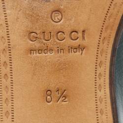 Pre Owned Gucci Green Leather Horsebit Loafers Size 42.5