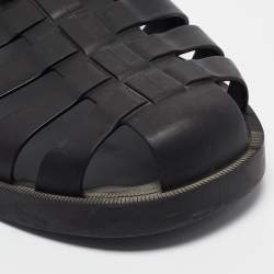 Pre Owned Gucci Black Rubber Marmont And Tiger Embellished Buckle Strap Sandals Size 45