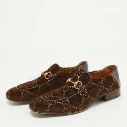 Gucci Brown GG Velvet Horsebit Loafers Size 42.5