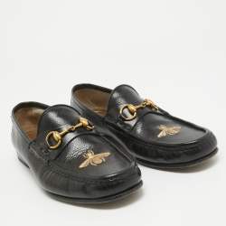 Gucci Black Leather Horsebit Loafers Size 42.5