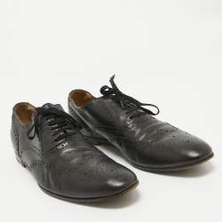 Gucci Black Brogues Leather Lace Up Oxford Size 45