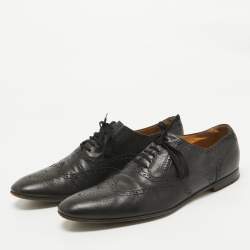 Gucci Black Brogues Leather Lace Up Oxford Size 45