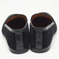 Pre Owned Gucci Black GG Velvet Jordaan Loafers Size 42.5