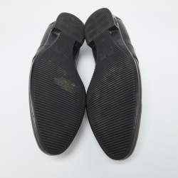 Gucci Black Leather Web Detail Loafers Size 42.5