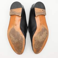 Gucci Black Perforated Leather Horsebit Web Loafers Size 42.5