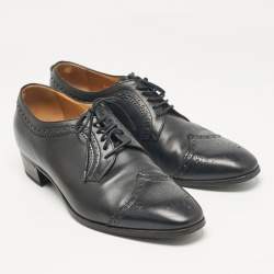 Gucci Black Leather Lace Up Derby Size 44.5