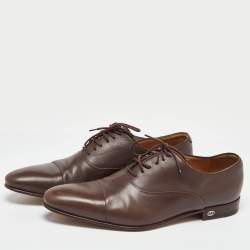 Gucci Brown Leather Lace Up Oxfords Size 41.5