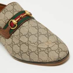 Gucci Brown GG Canvas Web Driver Loafers Size 45