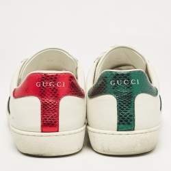 Gucci White Leather Ace Lace Up Sneakers Size 42.5