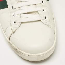 Gucci White Leather Ace Lace Up Sneakers Size 42.5