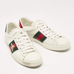 Gucci White Leather Ace Lace Up Sneakers Size 42.5