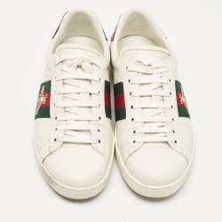 Gucci White Leather Ace Lace Up Sneakers Size 42.5