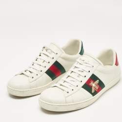 Gucci White Leather Ace Lace Up Sneakers Size 42.5