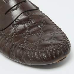 Gucci Brown Guccissima Leather Penny Slip On Loafers Size 43