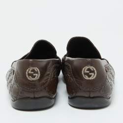 Gucci Brown Guccissima Leather Penny Slip On Loafers Size 43