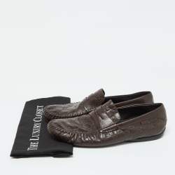 Gucci Brown Guccissima Leather Penny Slip On Loafers Size 43