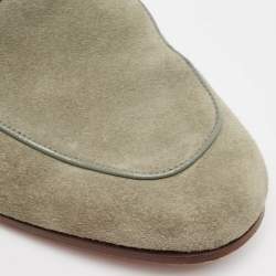 Gucci Green Suede Web Slip On Loafers Size 41