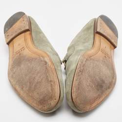 Gucci Green Suede Web Slip On Loafers Size 41