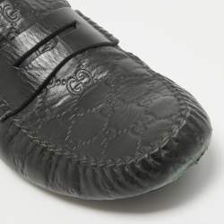 Gucci Black Leather Driver Loafers Size 42.5