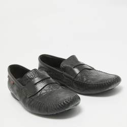 Gucci Black Leather Driver Loafers Size 42.5