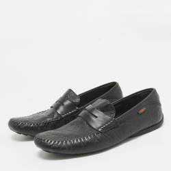 Gucci Black Leather Driver Loafers Size 42.5