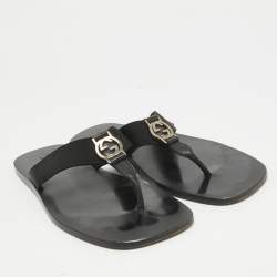 Gucci Black Canvas Thong Sandals Size 41.5