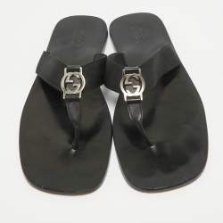 Gucci Black Canvas Thong Sandals Size 41.5
