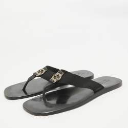 Gucci Black Canvas Thong Sandals Size 41.5