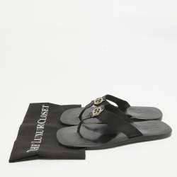 Gucci Black Canvas Thong Sandals Size 41.5
