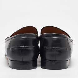Gucci Black Leather Bamboo Horsebit Slip On Loafers Size 41.5