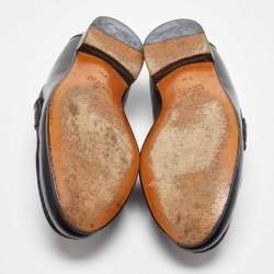 Gucci Black Leather Bamboo Horsebit Slip On Loafers Size 41.5