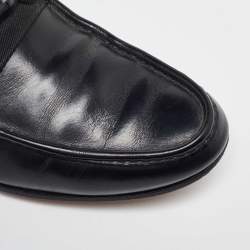 Gucci Black Leather Bamboo Horsebit Slip On Loafers Size 41.5