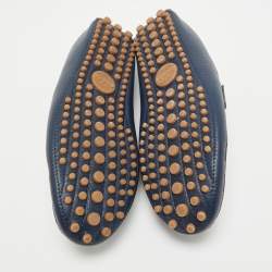 Pre Owned Gucci Blue Leather Web Horsebit Loafers Size 42