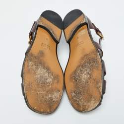 Pre Owned Gucci Burgundy Leather Elektra Fisherman Sandals Size 43